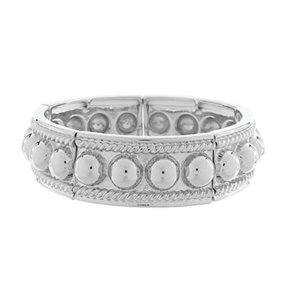 Wide & Dotted Station Bangle Bracelet - Picture 1 of 1